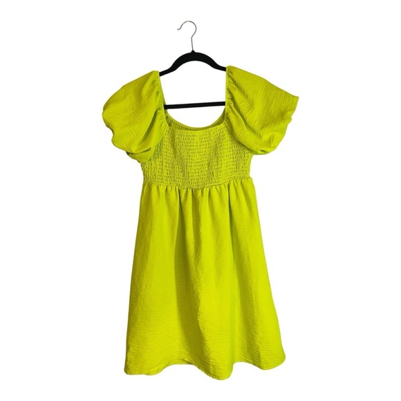 Derek Heart Summer Neon Lime Green Mini Dress - Picture 5 of 11